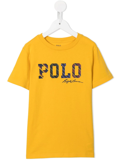 Ralph Lauren Kids' Logo-print Short-sleeved T-shirt In Yellow