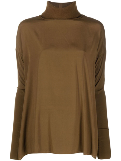 Kristensen Du Nord Draped Silk Jumper In Brown