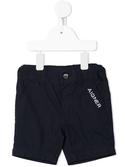 Aigner Babies' Embroidered-logo Track Shorts In Blue