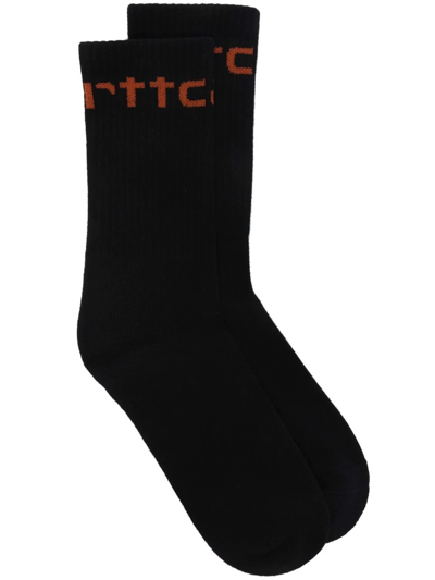 Carhartt Logo Intarsia Socks In Black