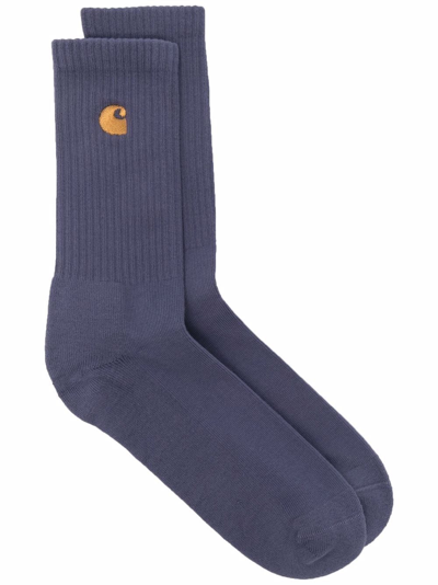 Carhartt Embroidered Logo Socks In Purple