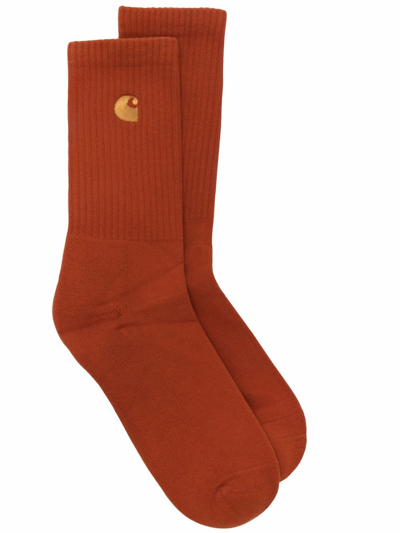 Carhartt Embroidered Logo Socks In Brown