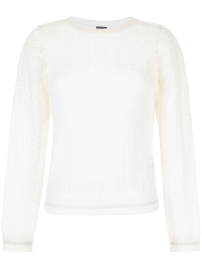 Lorena Antoniazzi Ribbed Knit Silk Sweater In White