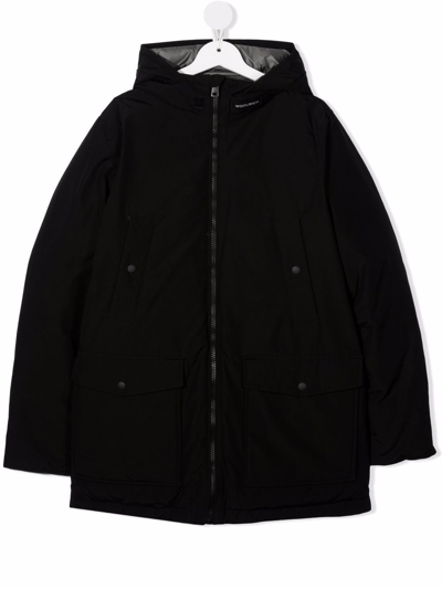 Woolrich Kids' Hooded Zipped Parka Coat In Black