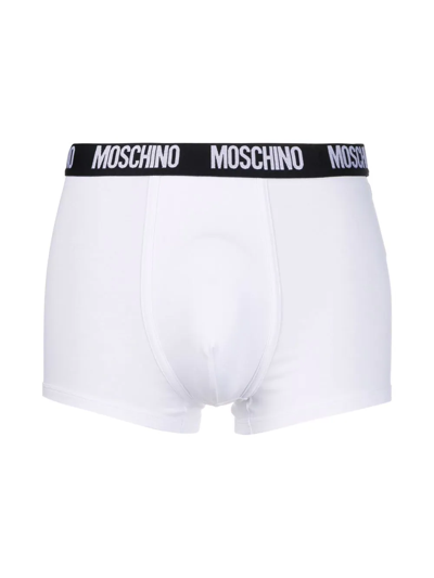 Moschino Logo-waistband Stretch-cotton Boxers In White