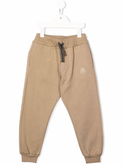 Paolo Pecora Kids' Logo-embroidered Track Trousers In Neutrals