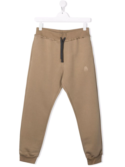 Paolo Pecora Teen Logo-embroidered Track Trousers In Neutrals