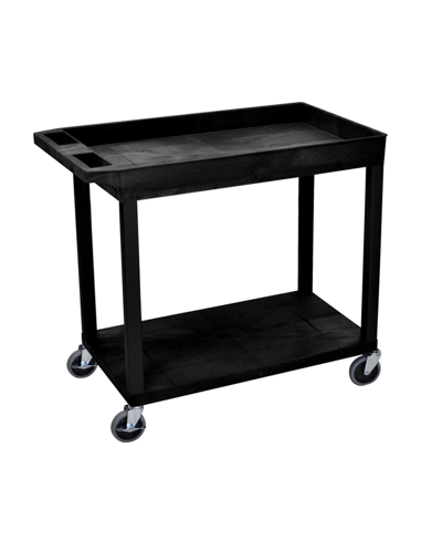 Clickhere2shop 32" X 18" Two Tub Shelf Utility Cart With 5" Casters - Black