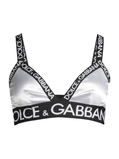 DOLCE & GABBANA WOMEN'S SATIN LOGO TRIANGLE BRA,400014550436