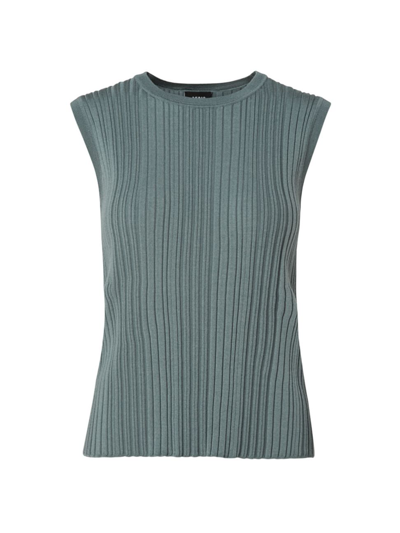 Akris Ribbed Wool & Silk Sleeveless Sweater In Slate