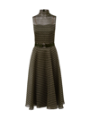 AKRIS ORGANZA STRIPE BELTED DRESS,400014703889