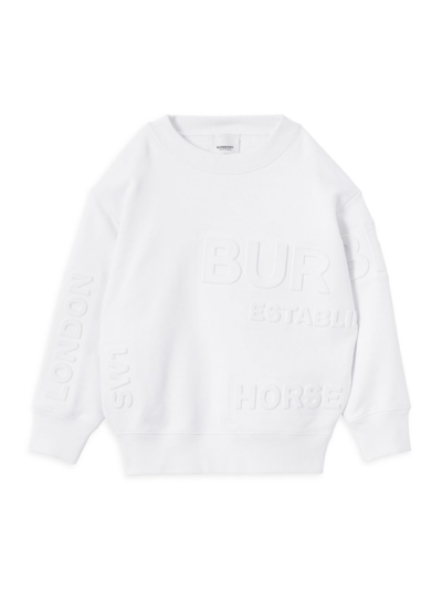 Burberry Kids' Little Boy's & Boy's Alven Embossed Logo Sweatshirt In White