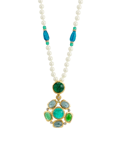 Kenneth Jay Lane Women's Faux Emerald, Sapphire & Pearl Long Necklace