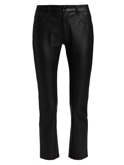 Paige Stella Straight-leg Faux-leather Jeans In Black