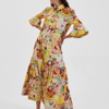 La Doublej Artemis Abstract Floral-print Maxi Shirtdress In Holi