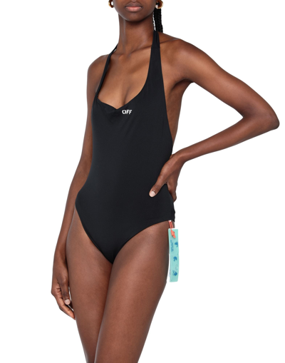 Off-white Woman One-piece Swimsuit Black Size 4 Polyester, Elastane