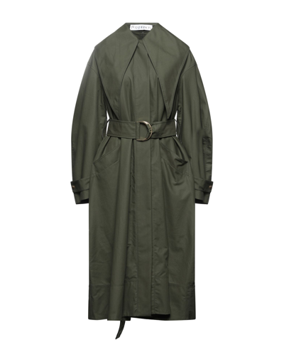 Jw Anderson Green Slim Collar D-ring Trench Coat