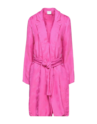Merci .., Woman Overcoat Fuchsia Size Xs Viscose In Pink