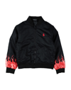 Vision Of Super Flame-print Bomber Jacket In Black