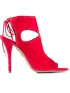 Aquazzura Sexy Thing Cutout Suede Sandals In Spice Redrosso