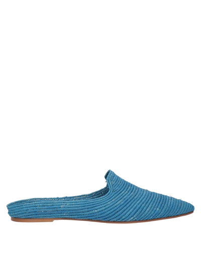 Patrizia Pepe Woman Mules & Clogs Azure Size 11 Natural Raffia In Blue