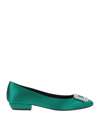 Roger Vivier Ballet Flats In Jade