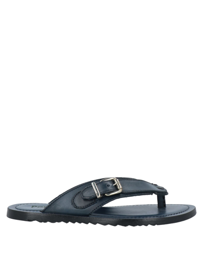 Pollini Toe Strap Sandals In Dark Blue