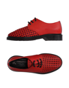 PHILIPPE MODEL PHILIPPE MODEL WOMAN LACE-UP SHOES RED SIZE 7 SOFT LEATHER, TEXTILE FIBERS,11206102RT 7