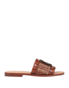 Loewe Anagram-logo Woven Leather Slides In Brown