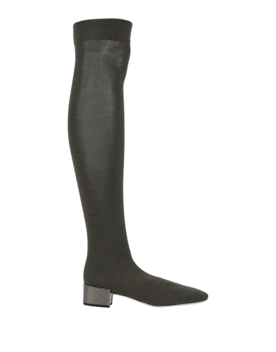 René Caovilla Knee Boots In Military Green
