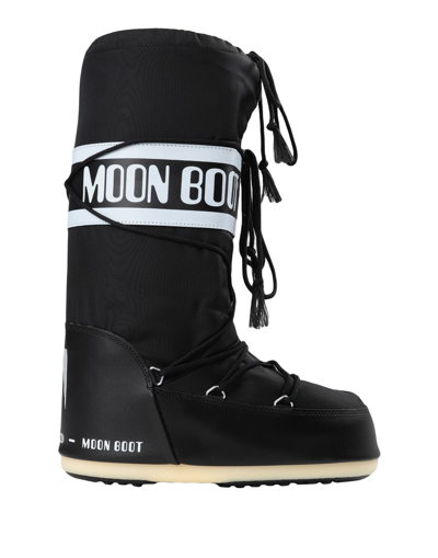 Moon Boot Nylon Blue Man Boot Midnight Blue Size 9-10.5 Textile Fibers In Black