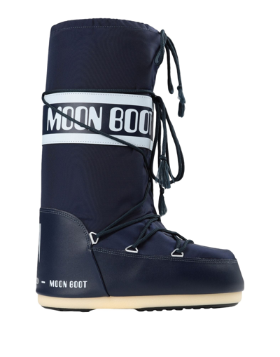 Moon Boot Nylon Blue Man Boot Midnight Blue Size 9-10.5 Textile Fibers In Black