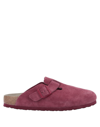 Birkenstock Boston Shearling-lined Suede Clogs In Brick Red
