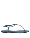 René Caovilla Toe Strap Sandals In Dark Blue