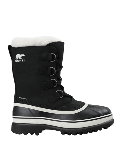 Sorel Stivali Caribou In Pelle Nera Donna In Black