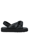 Miu Miu Padded Leather Flatform Slingback Sandals In Black