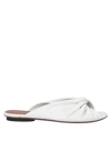 L'autre Chose Cracklet Effect Leather Sandals In White