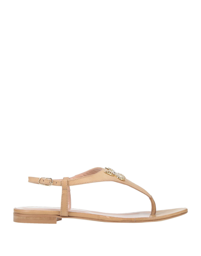 Twinset Toe Strap Sandals In Beige