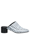 Mm6 Maison Margiela White Woven Print Mules In White
