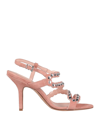 Anna F . Woman Sandals Blush Size 8 Leather In Pink