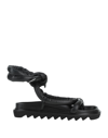Studio Amelia Tubular Leather Ankle-tie Flat Sandals, Black In Black