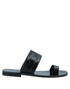 Ncub Toe Strap Sandals In Black