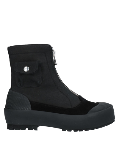 Jw Anderson Suede And Rubber-trimmed Twill Ankle Boots In Black