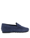Tod's Embroidered-logo Loafers In Dark Blue