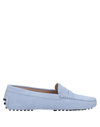 Tod's Woman Loafers Sky Blue Size 6.5 Leather