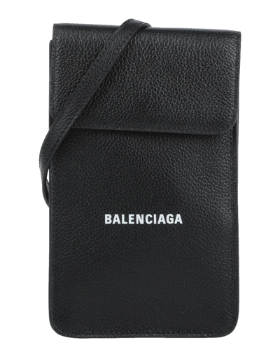 Balenciaga Leather Cash Phone Holder In Black
