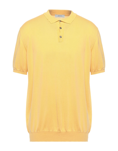 Alpha Studio Man Sweater Yellow Size 40 Cotton In Yellow