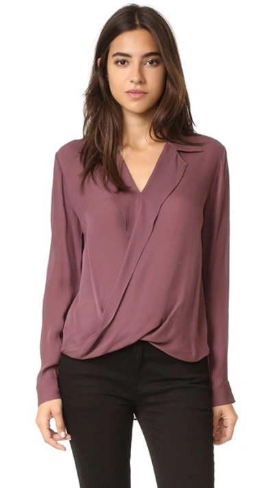 L Agence Rita Drape-front Silk Blouse In Mulberry