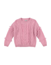 Il Gufo Kids Pink Sweater With Braids And Fringes In Pastel Pink