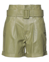 Federica Tosi Woman Shorts & Bermuda Shorts Military Green Size 6 Soft Leather